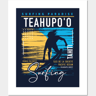 Retro Teahupo'o Tahiti Surfing // Surfers Paradise // Surf Tahiti Posters and Art
